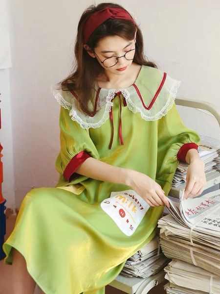 2020 new fashion cute fruit green girl night skirt summer ice silk short-sleeved home service womens nightgown sleepwear, Black;red
2020 new fashion cute fruit green girl night skirt summer ice silk short-sleeved home service womens nightgown sleepwear, Black;red