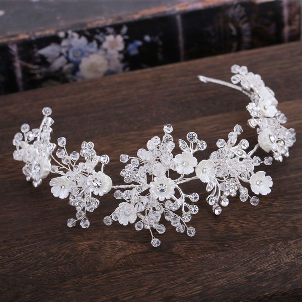 korean bride wedding headwear white flower crystal manual torsional beads hair hoop hair decorate, Silver
korean bride wedding headwear white flower crystal manual torsional beads hair hoop hair decorate, Silver
