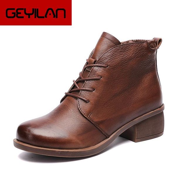 genuine leather ankle boots retro women shoes 2019 new autumn winter round toe square heel zip cross-tied women boots, Black
genuine leather ankle boots retro women shoes 2019 new autumn winter round toe square heel zip cross-tied women boots, Black