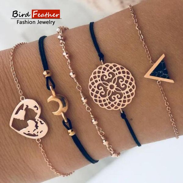 gold color bohemian handmade weave pattern moon bracelet sets women 2019 new rope chain bracelets retro jewelry accessories, Black
gold color bohemian handmade weave pattern moon bracelet sets women 2019 new rope chain bracelets retro jewelry accessories, Black