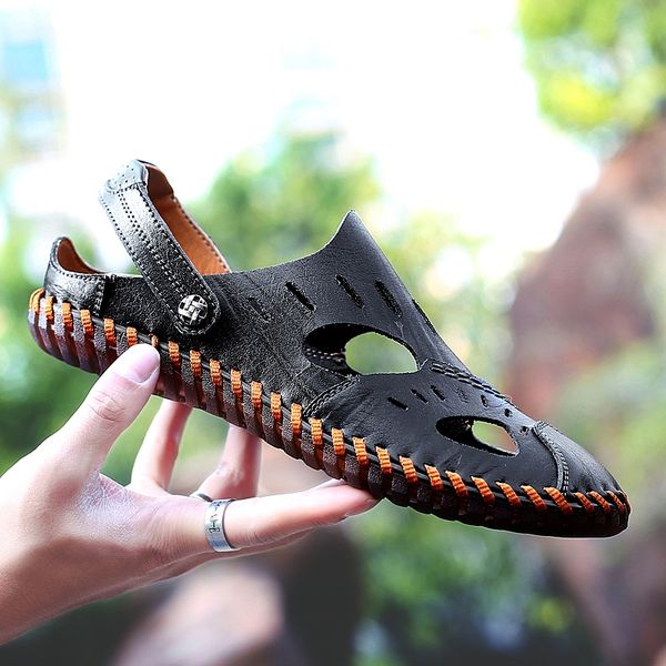 summer business casual men's sandals men genuine leather splice shoes outdoor male hand stitching wrapped toe beach sandal men 5, Black
summer business casual men's sandals men genuine leather splice shoes outdoor male hand stitching wrapped toe beach sandal men 5, Black