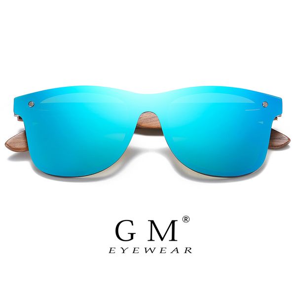 

gm handmade sunglasses men polarized walnut wooden eyewear women mirror vintage oculos de sol masculino uv400 polarized lens, White;black