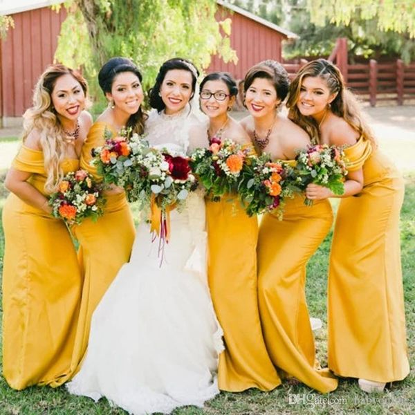 plus size country yellow mermaid bridesmaid dresses off shoulder pleats chiffon backless long maid of honor gowns formal dresses, White;pink
plus size country yellow mermaid bridesmaid dresses off shoulder pleats chiffon backless long maid of honor gowns formal dresses, White;pink