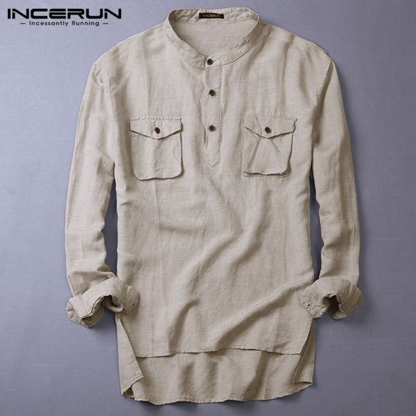 incerun fashion men solid color shirt cotton leisure stand collar 2019 long sleeve pullovers pockets brand casual henley shirts, White;black
incerun fashion men solid color shirt cotton leisure stand collar 2019 long sleeve pullovers pockets brand casual henley shirts, White;black