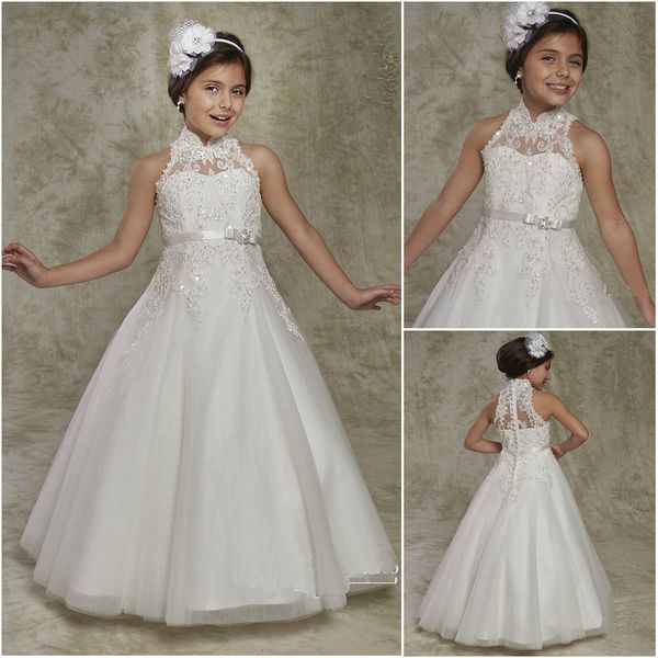 2019 designer flower girl gowns tulle high neck buttons back beaded bow belt lace applique girls party dresses f537, White;blue
2019 designer flower girl gowns tulle high neck buttons back beaded bow belt lace applique girls party dresses f537, White;blue