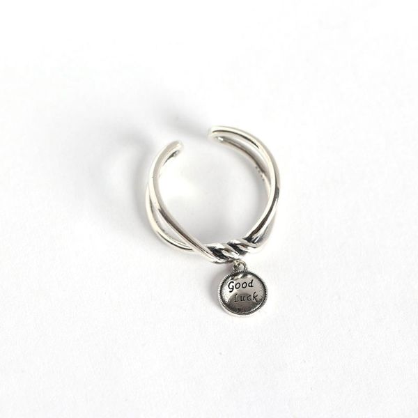 vintage cute s925 sterling silver creative statement ring with letter good luck pendant for women ring jewelry jzr307
vintage cute s925 sterling silver creative statement ring with letter good luck pendant for women ring jewelry jzr307