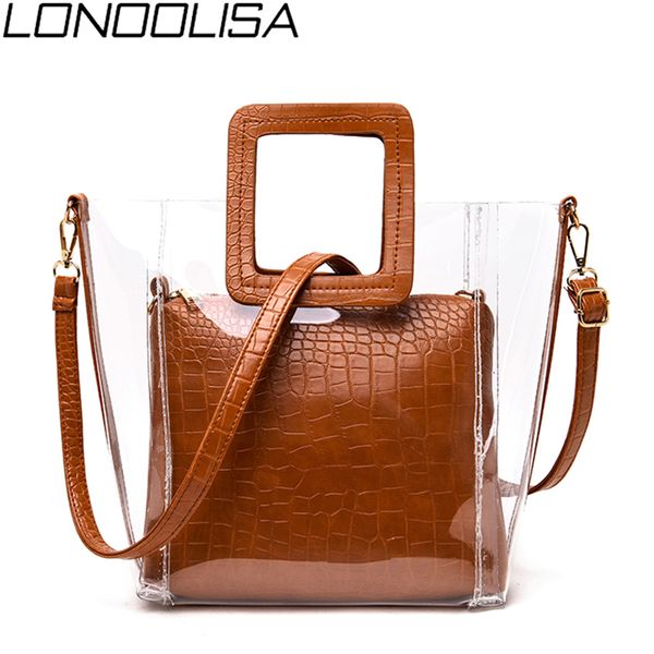 fashion transparent ladies small hand bags crossbody bags for women 2019 women crocodile pattern shoulder