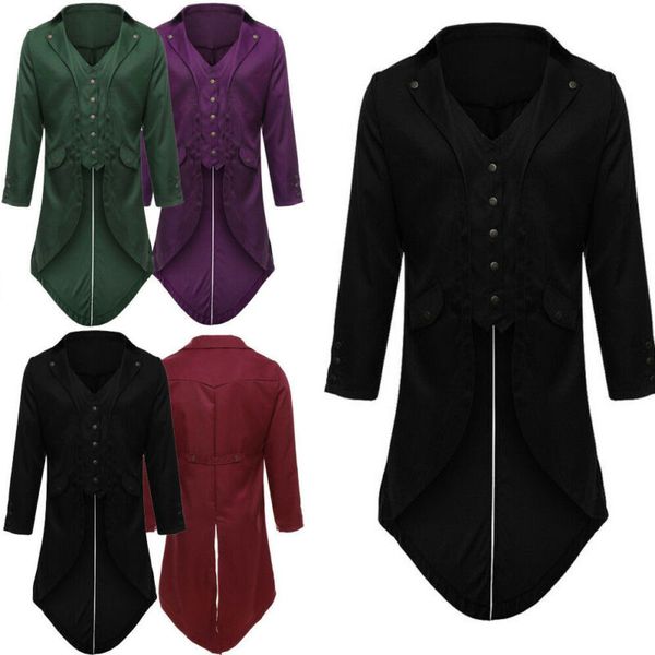 men's solid color jackets vintage steampunk long tail coat gothic tuxedo overcoat steam punk jacket, Black;brown
men's solid color jackets vintage steampunk long tail coat gothic tuxedo overcoat steam punk jacket, Black;brown