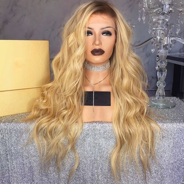 Ombre Blonde Synthetic Lace Front Wig with Baby Hair Body Wave Long Hair Glueless Natural Density Synthetic Wigs For Women, Black
Ombre Blonde Synthetic Lace Front Wig with Baby Hair Body Wave Long Hair Glueless Natural Density Synthetic Wigs For Women, Black