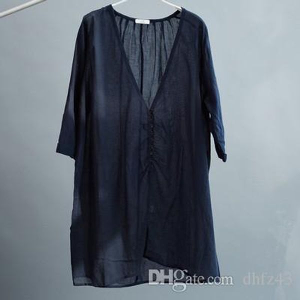 2018 spring and autumn long shirt suit front row button translucent loose art fan long cotton linen shirt coat clothes, Black;brown
2018 spring and autumn long shirt suit front row button translucent loose art fan long cotton linen shirt coat clothes, Black;brown