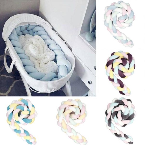 Baby Bumper Bed Colorful Soft Knot Pillow Baby Room Braid Crib Bumper Decorative Bedding Cushion Crib Protector Room Decor