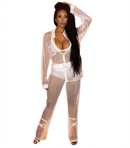 polka dot perspective mesh two piece set women full sleeve long blouse shirt + wide leg pants women's party nightclub set, Gray
polka dot perspective mesh two piece set women full sleeve long blouse shirt + wide leg pants women's party nightclub set, Gray