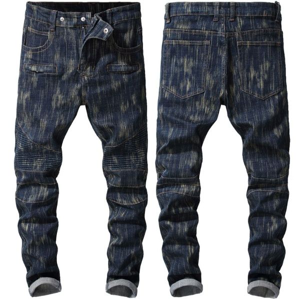 men's jeans biker distressed denim trousers slim fit stretch jogger for male full length mens, Blue
men's jeans biker distressed denim trousers slim fit stretch jogger for male full length mens, Blue