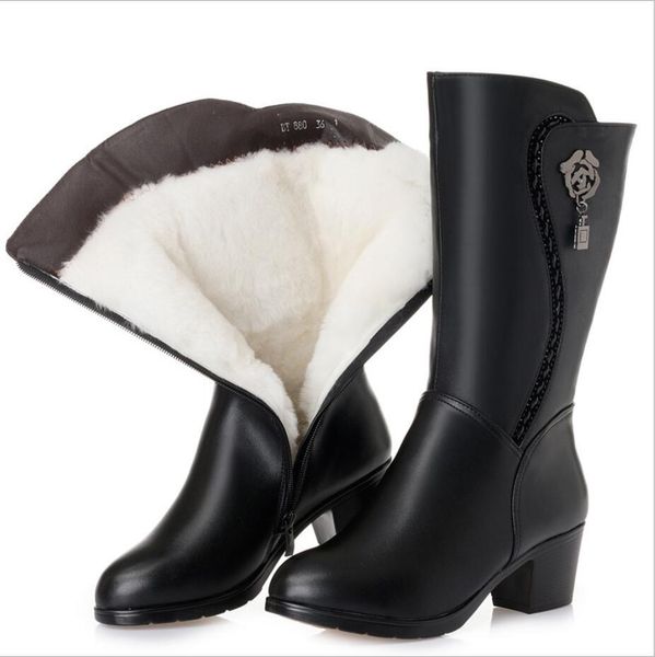 cy394 new genuine leather women wool boots thick warm winter snow boots large size 43 motorcycle botas mujer footwear, Black
cy394 new genuine leather women wool boots thick warm winter snow boots large size 43 motorcycle botas mujer footwear, Black