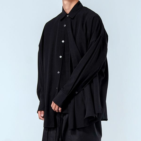 customized s~5xl new men's clothing fashion gd trend double layer drape thin long sleeve shirt plus size singer costunes, White;black
customized s~5xl new men's clothing fashion gd trend double layer drape thin long sleeve shirt plus size singer costunes, White;black