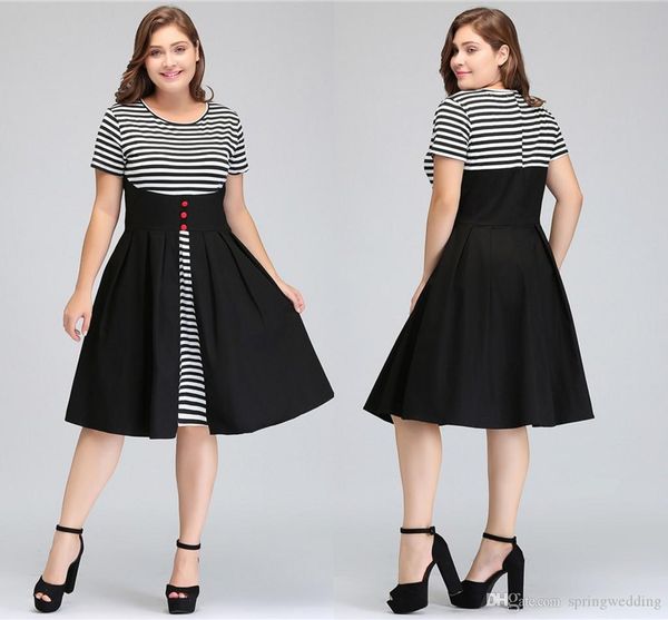 in stock misshow vestidos women summer fake two pieces striped vintage dress swing rockabilly patchwork cotton plus size dresses fs1394, Black;gray
in stock misshow vestidos women summer fake two pieces striped vintage dress swing rockabilly patchwork cotton plus size dresses fs1394, Black;gray