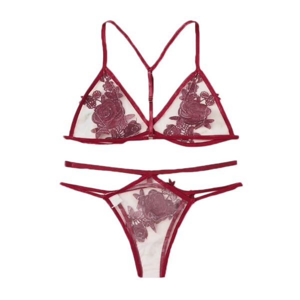 women transparent lace strap brassiere sets exotic sling lingerie bikini thong bra and panty suit, Red;black
women transparent lace strap brassiere sets exotic sling lingerie bikini thong bra and panty suit, Red;black