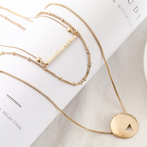 fashion alloy three-row set chain geometric pendant multi-row necklace geometric round chokers accessories for women, Silver
fashion alloy three-row set chain geometric pendant multi-row necklace geometric round chokers accessories for women, Silver