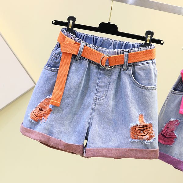 2019 summer high waist contrast color denim shorts female loose wide-legged jean women elastic waist hole short jeans pants, Blue
2019 summer high waist contrast color denim shorts female loose wide-legged jean women elastic waist hole short jeans pants, Blue