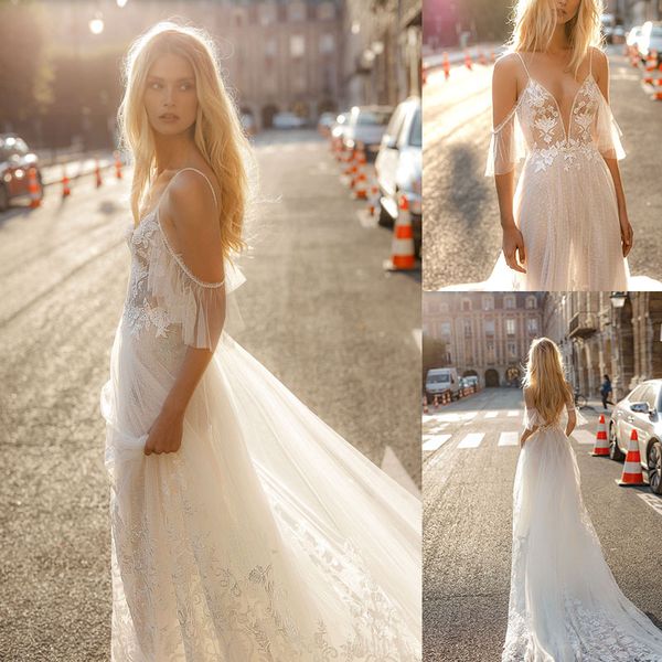modest galikarten a line wedding dresses spaghetti short sleeve tulle lace applique sequins wedding gowns sweep train robe de mariée, White
modest galikarten a line wedding dresses spaghetti short sleeve tulle lace applique sequins wedding gowns sweep train robe de mariée, White