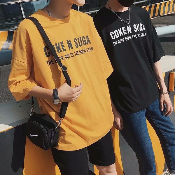 summer wear new style 5 points sleeve printed letter trend youth couples t-shirt loose-fit xi ha ban students tide, White;black
summer wear new style 5 points sleeve printed letter trend youth couples t-shirt loose-fit xi ha ban students tide, White;black