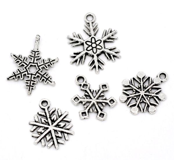 fixed mix ancient silver christmas snowflake and christmas gift pendant