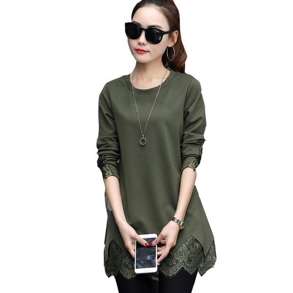 6 colors plus size women sleevet-shirt 2019 spring autumn new loose wild casual fashion long lace long pullover t-shirt, White
6 colors plus size women sleevet-shirt 2019 spring autumn new loose wild casual fashion long lace long pullover t-shirt, White