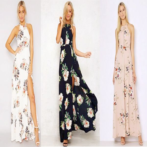 2020 women's dresses bohemian sleeveless open-back hem split vintage flower gowns 3 colors femme split chiffon beach dress, Black;gray
2020 women's dresses bohemian sleeveless open-back hem split vintage flower gowns 3 colors femme split chiffon beach dress, Black;gray