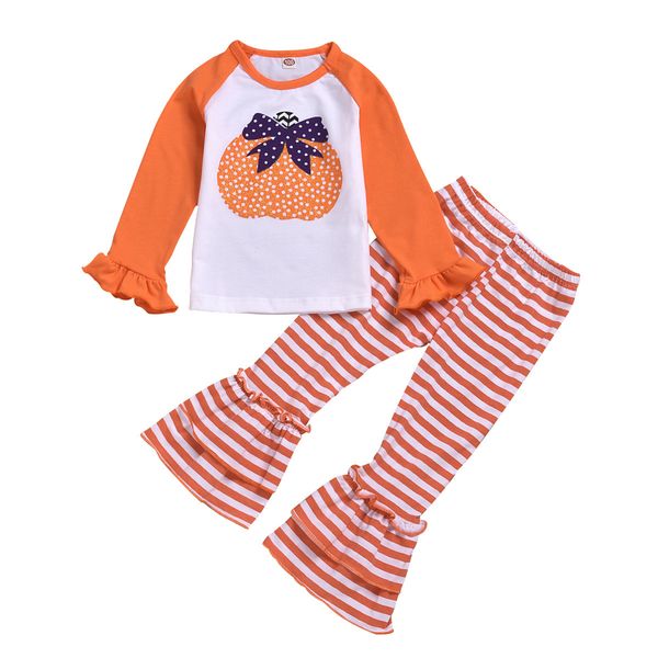 девушка хэллоуина одежда мультфильма набор тыква призрачного printed top kids designer одежда для девочек stripe печатного клеш брюки outfit, White
девушка хэллоуина одежда мультфильма набор тыква призрачного printed top kids designer одежда для девочек stripe печатного клеш брюки outfit, White