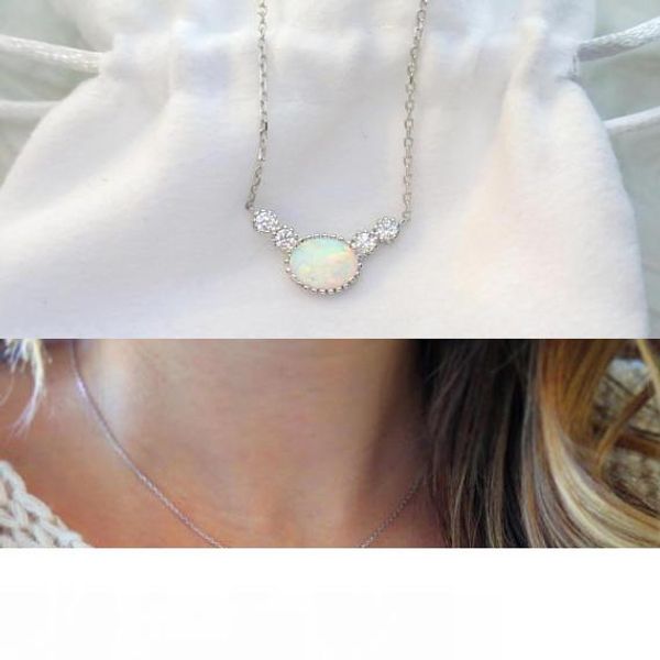 стерлингового серебра 925 пробы опал драгоценный камень ювелирные изделия золото серебро цвет нежная серебряная цепь овальный опал камень то, Silver