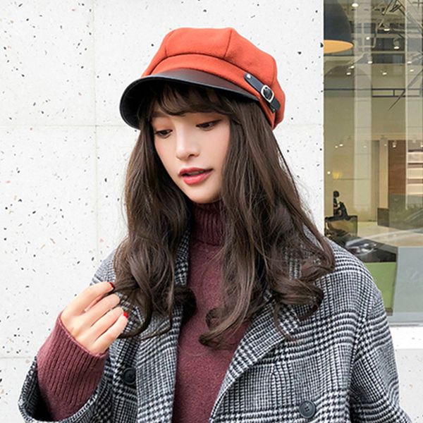 women wool newsboy caps fashion black octagonal hats with belt female berets gorras, Blue;gray
women wool newsboy caps fashion black octagonal hats with belt female berets gorras, Blue;gray