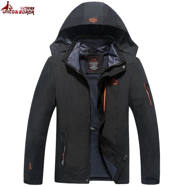 

unco&boror size 6xl 7xl 8xl male jacket spring autumn quality brand waterproof windproof jacket coat tourism mountain jacket men cj191203, Black;brown