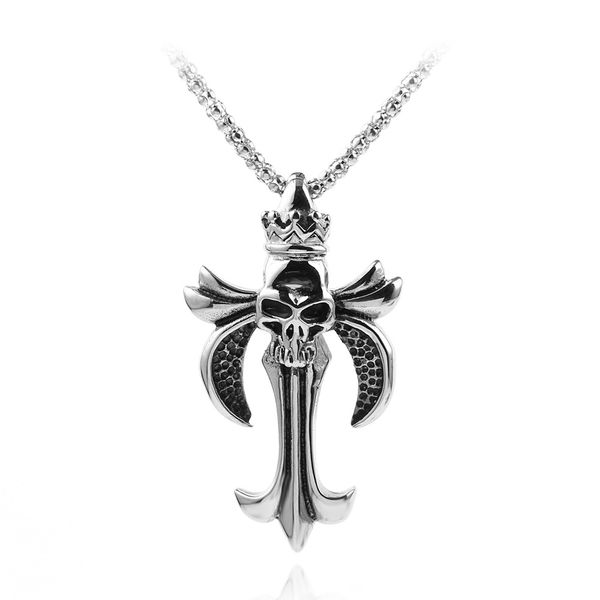 cool vintage stainless steel skeleton skull cross pendant men's necklace gothic jewelry, Silver
cool vintage stainless steel skeleton skull cross pendant men's necklace gothic jewelry, Silver