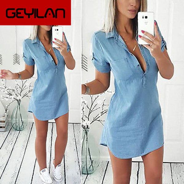 local stock vestidos fashion women summer loose casual denim short sleeve shirt blouse dress size s-xl, White;black
local stock vestidos fashion women summer loose casual denim short sleeve shirt blouse dress size s-xl, White;black