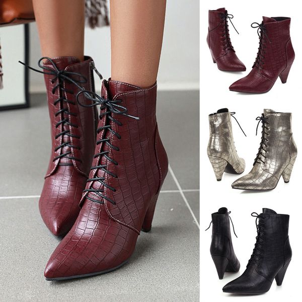 faux leather high heels women pumps toe pure color pointed toe zipper boots square heels vintage women boots#3, Black
faux leather high heels women pumps toe pure color pointed toe zipper boots square heels vintage women boots#3, Black