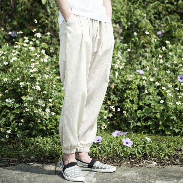 men summer new fashion japan minimalism simple style drawstring elastic waist ankle length linen pant male casual loose trousers, Black
men summer new fashion japan minimalism simple style drawstring elastic waist ankle length linen pant male casual loose trousers, Black