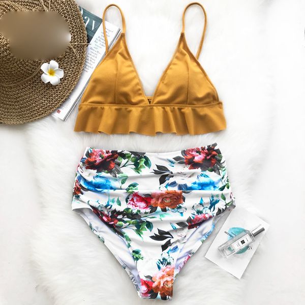 swimwear for women bikini high waist rose ruffled hem set flora high waisted two piece swimsuit 2019 girl beach bathing suit swimwear, White;black
swimwear for women bikini high waist rose ruffled hem set flora high waisted two piece swimsuit 2019 girl beach bathing suit swimwear, White;black
