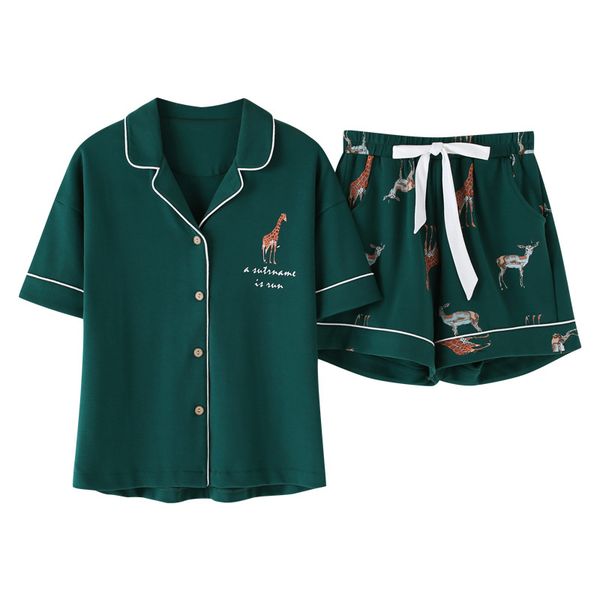 summer 2019 loose pajama sets women cartoon giraffe print 2 pieces set short sleeve + shorts elastic waist pyjamas s93224, Blue;gray
summer 2019 loose pajama sets women cartoon giraffe print 2 pieces set short sleeve + shorts elastic waist pyjamas s93224, Blue;gray