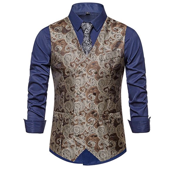 gold steampunk vest men suit gilet homme wedding sleeveless slim fit paisley floral dress vests for men single buttons waistcoat, Black;white
gold steampunk vest men suit gilet homme wedding sleeveless slim fit paisley floral dress vests for men single buttons waistcoat, Black;white