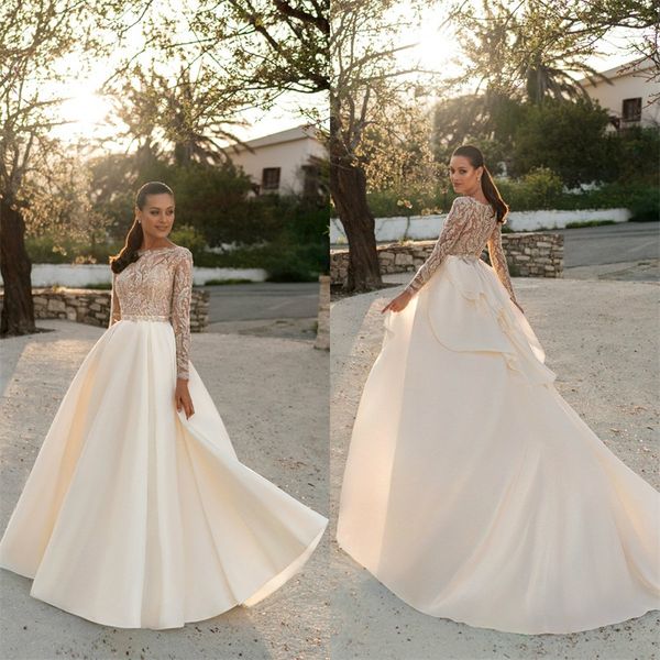 elegant ari villoso a line wedding dresses jewel long sleeve appliqued beaded lace boho bridal dress sweep train beach robes de mariée, White
elegant ari villoso a line wedding dresses jewel long sleeve appliqued beaded lace boho bridal dress sweep train beach robes de mariée, White
