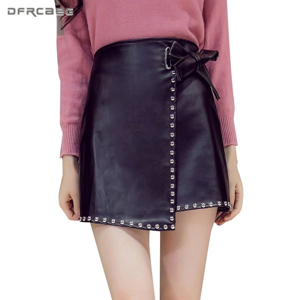 black women faux leather short skirt rivet 2019 autumn winter fashion vintage high waist casual pu a-line skirt with bow female
black women faux leather short skirt rivet 2019 autumn winter fashion vintage high waist casual pu a-line skirt with bow female