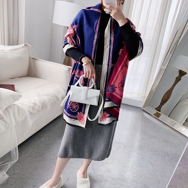 winter women new style warm cashmere scarf carriage chain europe and america thick double face long shawl scarf, Blue;gray
winter women new style warm cashmere scarf carriage chain europe and america thick double face long shawl scarf, Blue;gray