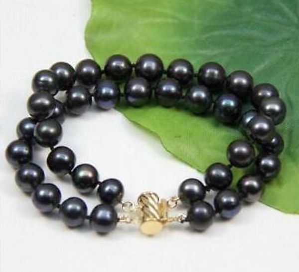 new real fine pearl strands jewelry 2 row 10-11mm south sea black pearl bracelet 7.5-8' 14k clasp
new real fine pearl strands jewelry 2 row 10-11mm south sea black pearl bracelet 7.5-8' 14k clasp