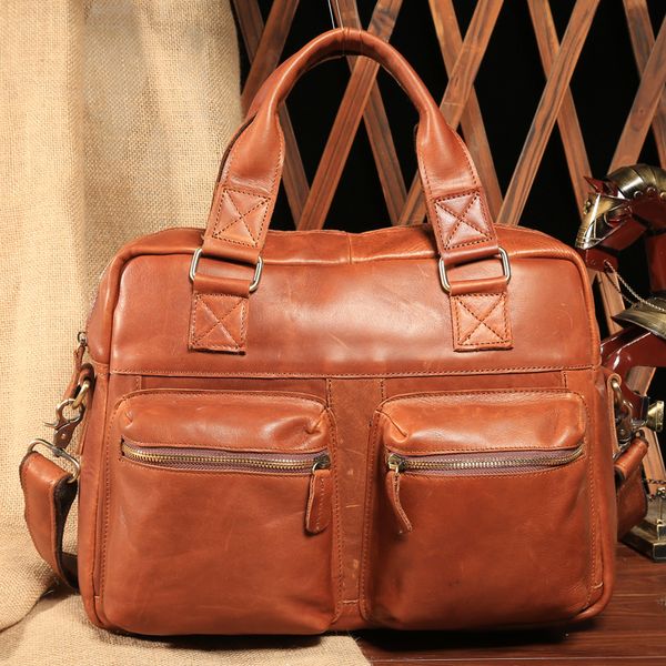 men's real-leather bag retro men's handbag casual fashion shoulder bag luggage