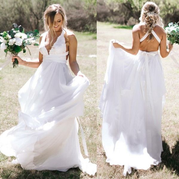 2020 western country bohemian garden wedding dresses back deep v neck appliques chiffon flowy long bridal gowns, White
2020 western country bohemian garden wedding dresses back deep v neck appliques chiffon flowy long bridal gowns, White