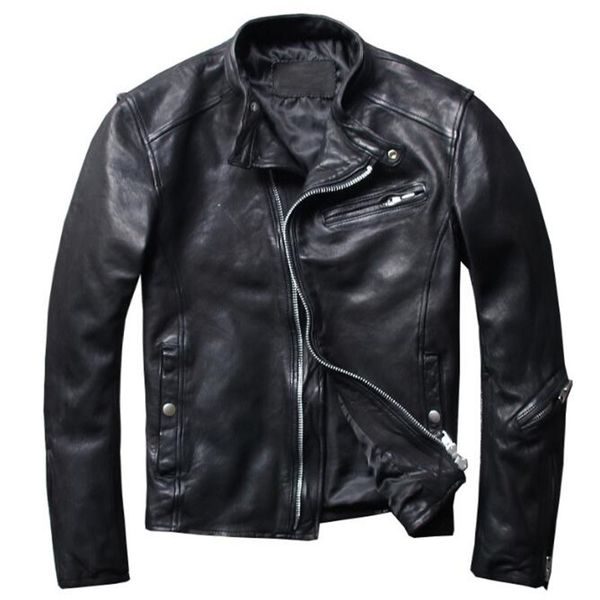 real leather jacket men slim fit motorcycle spring winter genuine leather jacket coat male suede vintage fashion zipper clothes, Black
real leather jacket men slim fit motorcycle spring winter genuine leather jacket coat male suede vintage fashion zipper clothes, Black