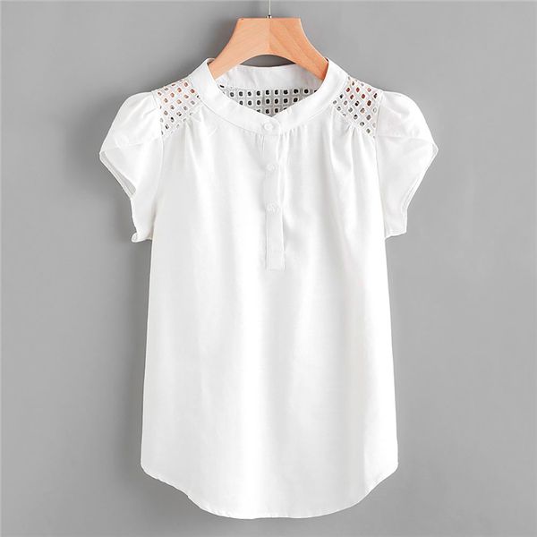 blouses for women blouse woman women blouses solid o neck hollow out short butterfly sleeve casual blouse blusas mujer lsj, White
blouses for women blouse woman women blouses solid o neck hollow out short butterfly sleeve casual blouse blusas mujer lsj, White