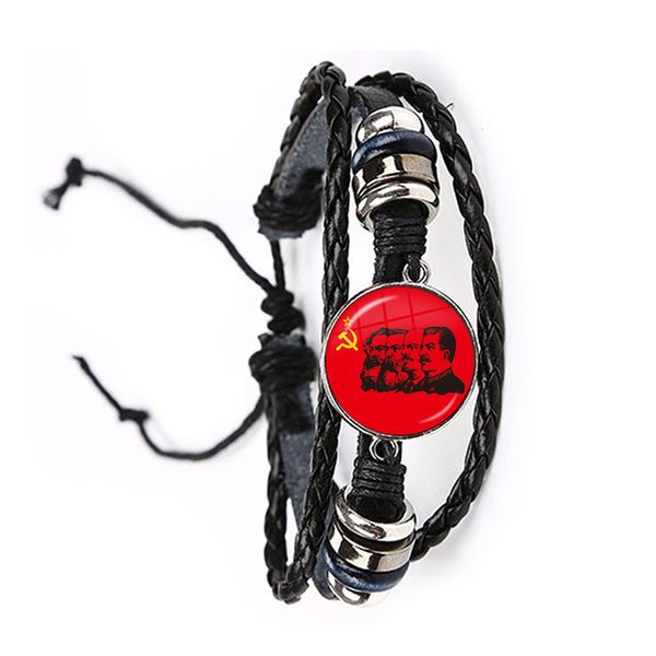 soviet ussr stalin lenin black/brown leather bracelet classic red star hammer sickle communism emblem cccp glass cabochon bangle, Golden;silver
soviet ussr stalin lenin black/brown leather bracelet classic red star hammer sickle communism emblem cccp glass cabochon bangle, Golden;silver