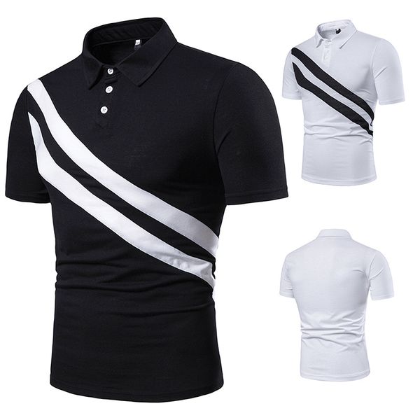 men's casual polos diagonal double stripe color matching fashion short sleeve polos white black summer tobs
men's casual polos diagonal double stripe color matching fashion short sleeve polos white black summer tobs