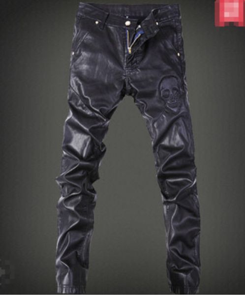 men slim fit pu leather motorcycle windproof pants nightclub punk velvet casual, Black
men slim fit pu leather motorcycle windproof pants nightclub punk velvet casual, Black